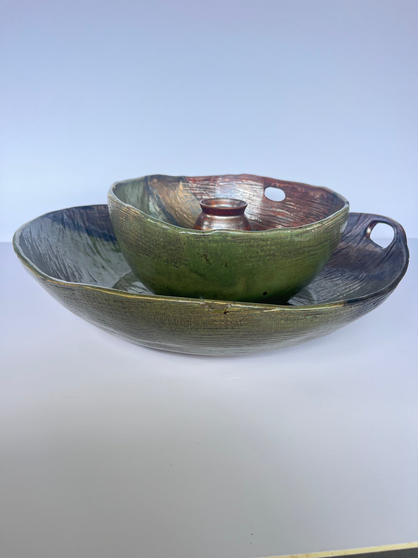 Antique multi metallic serving bowls