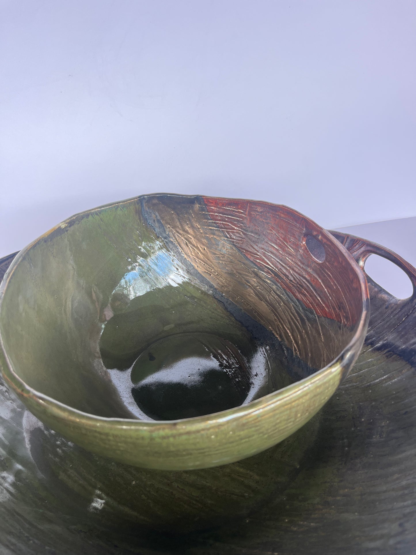 Antique multi metallic serving bowls