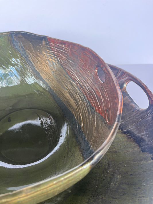 Antique multi metallic serving bowls