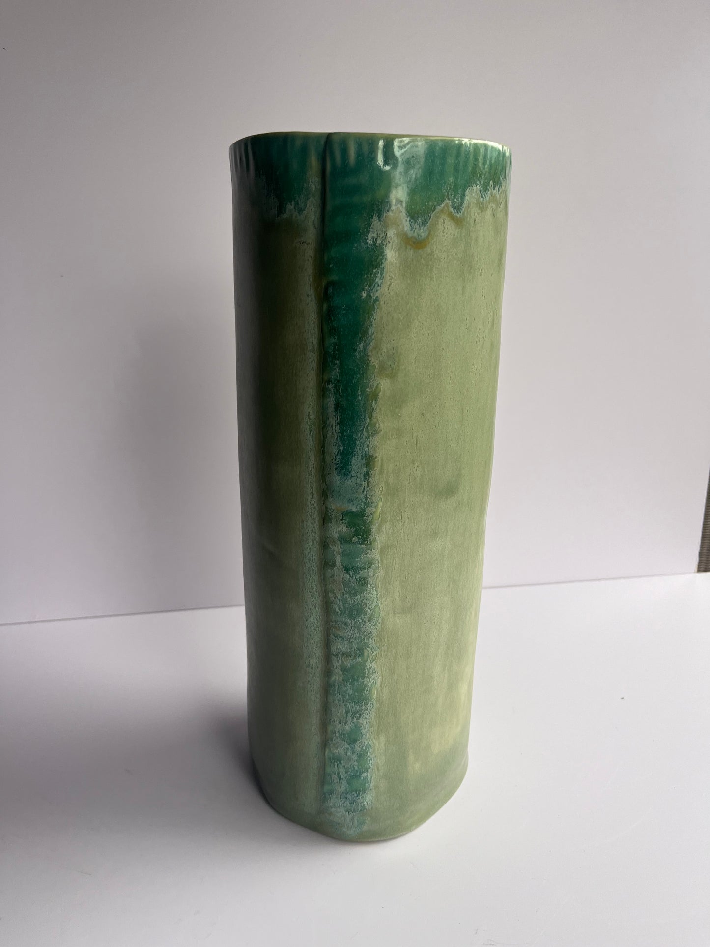 Large Green Handbuilt Vase