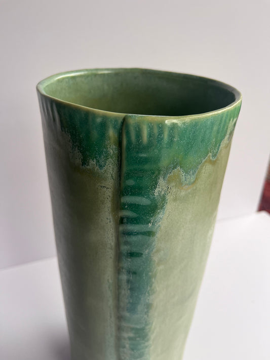 Large Green Handbuilt Vase