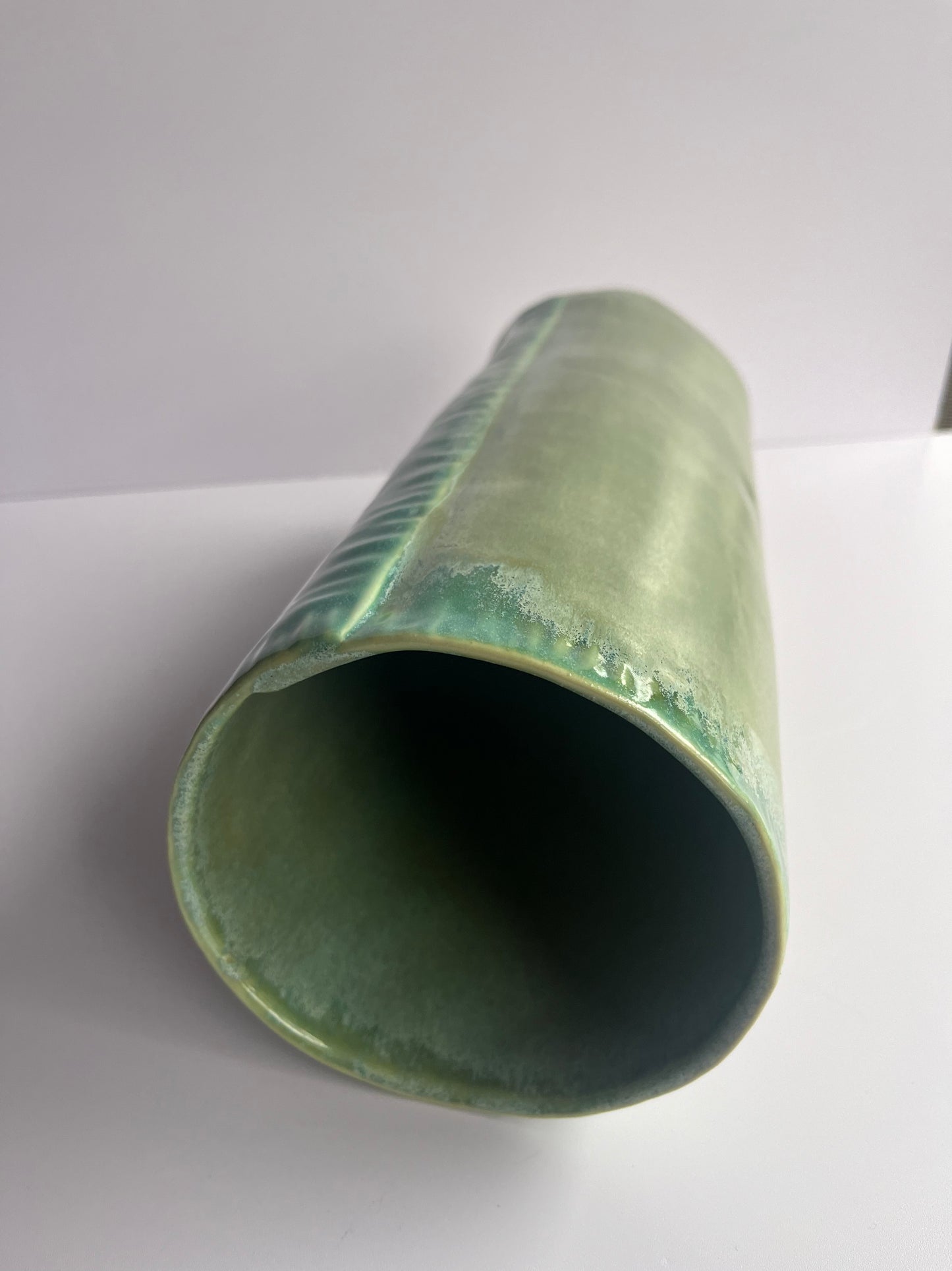 Large Green Handbuilt Vase